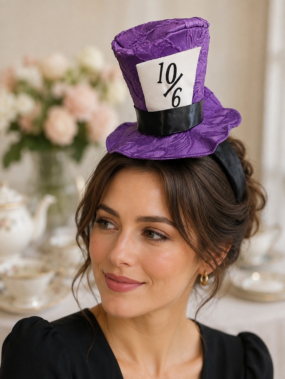 Purple Mad Hatter 10/6 Mini Top Hat Fascinator